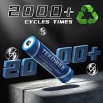 TEKOWEE 4 Pack 3.7V Rechargeable Button Top Batteries