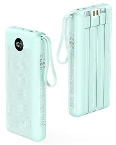 VRURC 20000mAh Portable Power Bank with Built-in Cables