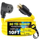 Telleglow 10ft 30A to 50A Welder Adapter Cord