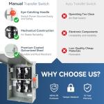 200A Generator Transfer Switch,48000W General-Duty Double-Throw Safety Switch,120/240-Volt,Stronger&Stability,Meeting NEMA 3R Standards for Outdoor and Indoor