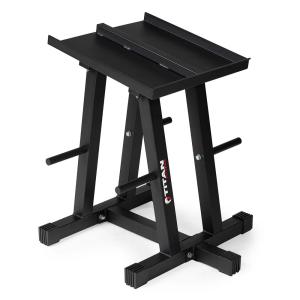 Titan Fitness Dumbbell Stand and Plate Tree, 260 LB Capacity, Organize Classic Dumbbells, Power Blocks, Loose Plates, Home Gym Storage Rack