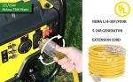 25ft Heavy Duty Generator Extension Cord with Locking Adapter