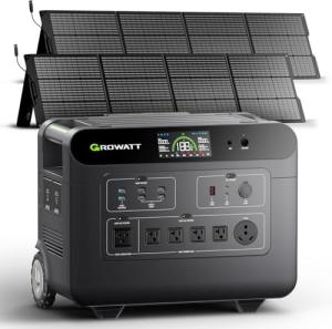 GROWATT Portable Power Station with 400W Solar Panel,HELIOS 3600W Electric Solar Generator,3686Wh LiFePO4 Battery for Home Use,Emergency,Outdoor Camping,RVs, Power Outages