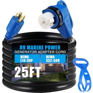 25FT Generator Adapter Cord for RV and Marine
