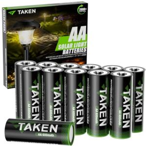 12-Pack Rechargeable AA NiMH Solar Batteries