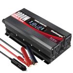 Cantonape 1000W/2000W(Peak) Car Power Inverter DC 12V to 110V/120V AC Converter with LCD Display Dual AC Outlets and Dual USB Car Charger for Car Camping Laptop Truck Black