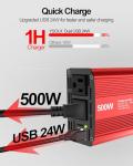 500W Power Inverter with USB and AC Outlets