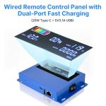 EFFORTWAY 2000W Pure sine Wave Inverter 4000W (Peak) DC 12V to AC 110V/120V Converter with LCD Display Wireless/Wired Remote Control 3AC Outlets and 4USB for Camping RV Travel Off-Grid Solar Systems