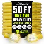 50ft Heavy Duty Waterproof Extension Cord - Yellow