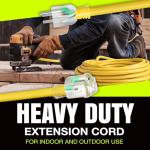 50ft Heavy Duty Waterproof Extension Cord - Yellow