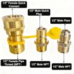MCAMPAS 1/2" Gas Quick Connect Adapter Kit