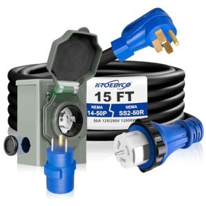 50 Amp Generator Cord and Inlet Box Combo