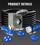 50 Amp Generator Cord and Inlet Box Combo