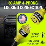 50ft 30 AMP Generator Extension Cord with Strap
