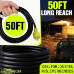 50ft 30 AMP Generator Extension Cord with Strap