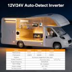 500W Pure Sine Wave Inverter (1000W Peak), 12V/24V Auto-Detect, 50Hz/60Hz Switchable, LCD Display, Type-C Fast Charging, Silent Design, Overload & Overheat Protection for RV, Home (Black-500W)