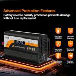 500W Pure Sine Wave Inverter (1000W Peak), 12V/24V Auto-Detect, 50Hz/60Hz Switchable, LCD Display, Type-C Fast Charging, Silent Design, Overload & Overheat Protection for RV, Home (Black-500W)