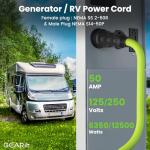 GEARit 50-Amp Generator Extension Cord, 125/250V, Inline NEMA 14-50P to SS2-50R Twist Lock Connector STW 6/3+8/1 AWG, for 50A Power Inlet Box, RV Camper, Generator to House, 20 Feet, Green