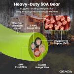 GEARit 50-Amp Generator Extension Cord, 125/250V, Inline NEMA 14-50P to SS2-50R Twist Lock Connector STW 6/3+8/1 AWG, for 50A Power Inlet Box, RV Camper, Generator to House, 20 Feet, Green