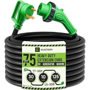 30 Amp 75 Ft RV Power Extension Cord with Adapter