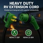 30 Amp 75 Ft RV Power Extension Cord with Adapter