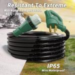 PlugSaf 50 Amp Generator Cord, 15FT 50 Amp RV Extension Cord with Twist Lock, Generator Cable 50A 4 Prong Green, NEMA 14-50P/SS2-50R Heavy Duty STW Wire for RV Camper & House