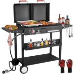 Propane and Charcoal Grill Combo with Shelves