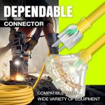 25ft Heavy Duty 3-Outlet Extension Cord, Yellow