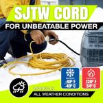 25ft Heavy Duty 3-Outlet Extension Cord, Yellow