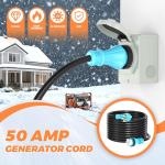 50 Amp 10ft Generator Extension Cord, NEMA 14-50P
