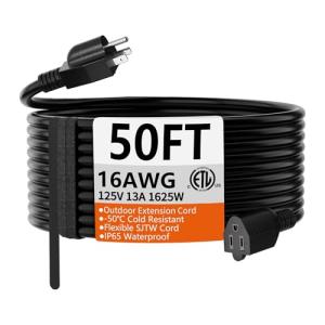 50 FT Heavy-Duty Waterproof Extension Cord 16 AWG