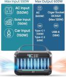 Portable Power Station 600W (1200W Surge) with 100W Solar Panel Included, 576Wh LiFePO4 Solar Generator, 1Hr Fast Charging, 100W USB-C PD Output, Power Bank for Home Emergency, Camping, RV, CPAP