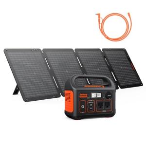 Jackery Solar Generator 300, 293Wh Backup Lithium Battery with Solar Panel SolarSaga 100W, 110V/300W Pure Sine Wave AC Outlet for RV Outdoors Camping Travel Blackout(Extension Cable Included)