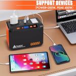 Takki Solar Generator 250W Portable Power Station with 40W Solar Panels 222Wh Pure Sine Wave Camping Lithium Battery Power Bank with AC 110V Outlet for Camping CPAP Home Use Emergency Outdoor