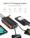 Hiluckey 27000mAh Solar Charger with 3 Cables