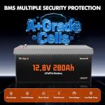12V 280Ah LiFePO4 Bluetooth Lithium Battery