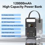 Power Bank 60000mAh Power Station High Capacity Fast Charging PD 65W LiFePO4 Portable Outdoor Generator with DC 12V/3A Output & LCD Display Battery Bank for iPhone 17, Samsung, iPad,MacBook & Camping