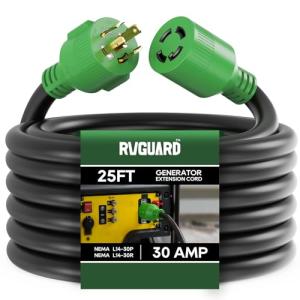 RVGUARD 25ft 30 Amp Generator Extension Cord