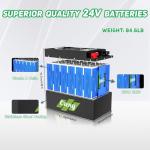 24V 200Ah Lithium Battery with 29.2V 30A LiFePO4 Charger, Built-in 200A BMS, Max. 5120Wh Load Power, Perfect for Solar System, RV, Home Backup Power, Off-Grid and Marine Applications