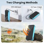 ERRBBIC Solar Charger Power Bank 20000mAh, Portable Wireless Charger, 15W Fast Charging External Battery Pack with Dual Flashlight and USB C Outputs, Outdoor Mobile Power Compatible with Cell Phones