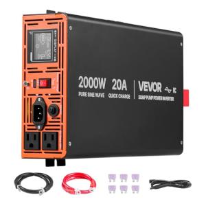 VEVOR 2000W Sump Pump Battery Backup System, LCD Display, Auto Switches to Battery Inverter Power for Sump Pump, Pure Sine Wave, for Basement Protection Emergency and Power Outage, Battery Not Include