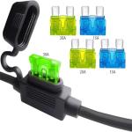 Alanph 2Pack 12AWG Solar 45A Connecter to O Ring Terminal, Dual Fuse Holder Cable, Compatible with Anderson Connector Port, for Automotive Portable Power Station Solar Generators- 2FT