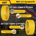 Flexible Natural Gas Line Hose | Corrugated Stainless Steel Tubing | 2PCS Brass NPT Male Quick-Connect Adapters | CSST Underground & Propane Conversion Kit for Outdoor Grills (37Ft 1/2'')
