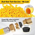 Flexible Natural Gas Line Hose | Corrugated Stainless Steel Tubing | 2PCS Brass NPT Male Quick-Connect Adapters | CSST Underground & Propane Conversion Kit for Outdoor Grills (37Ft 1/2'')