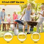 Flexible Natural Gas Line Hose | Corrugated Stainless Steel Tubing | 2PCS Brass NPT Male Quick-Connect Adapters | CSST Underground & Propane Conversion Kit for Outdoor Grills (37Ft 1/2'')