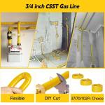 Flexible Natural Gas Line Hose | Corrugated Stainless Steel Tubing | 2PCS Brass NPT Male Quick-Connect Adapters | CSST Underground & Propane Conversion Kit for Outdoor Grills (37Ft 1/2'')