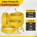 Flexible Natural Gas Line Hose | Corrugated Stainless Steel Tubing | 2PCS Brass NPT Male Quick-Connect Adapters | CSST Underground & Propane Conversion Kit for Outdoor Grills (37Ft 1/2'')