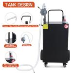 45 Gallon Black Gas Tank with Pump for Garage, Farm, Workshop and Jobsite, Hand Push Mobile Fuel Storage Cart on Locking Casters, Heavy Duty Gasoline and Diesel Tank for Convenient Refueling
