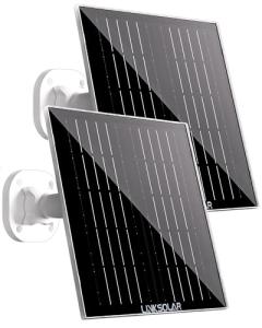 LinkSolar 5W Solar Panels for Ring Security Camera, 2 Pack Solar Charger for Micro USB, DC and USB-C Port Outdoor Rechargeable Battery Camera, IP65 Waterproof, 9.8ft Cable, 360°Adjustable Bracket