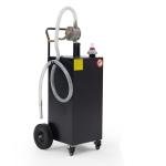 40 Gallon Black Gas Tank with Pump for Garage, Farm, Workshop and Jobsite Use, Hand Push Mobile Fuel Storage Trolley on Sturdy Casters, Heavy Duty Gasoline and Diesel Container for Quick Refueling